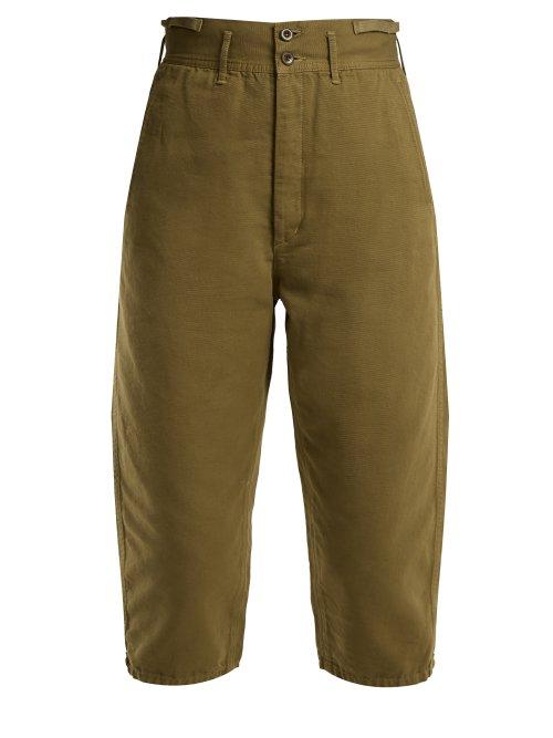 Matchesfashion.com Chimala - High Rise Cotton Cropped Trousers - Womens - Khaki