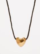 Annika Inez - Heart Small 14kt Gold-plated Pendant Necklace - Womens - Gold Black