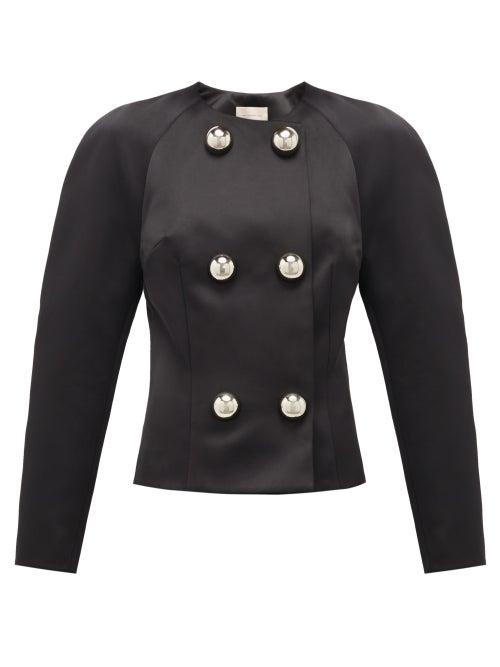 Matchesfashion.com Christopher Kane - Dome-embellished Satin Jacket - Womens - Black