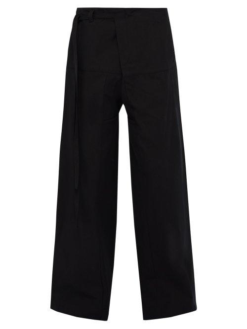Matchesfashion.com Acne Studios - Paz Wide Leg Cotton Twill Trousers - Mens - Black