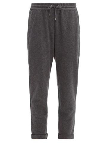 Matchesfashion.com Brunello Cucinelli - Bead Embellished Cashmere Blend Track Pants - Womens - Mid Grey