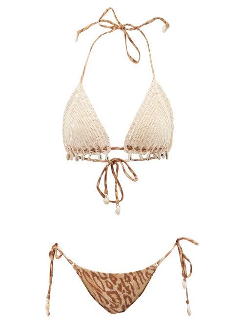 Zimmermann - Tropicana Crochet And Leopard-print Bikini - Womens - Leopard