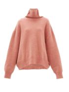 Matchesfashion.com Raey - Cropped Displaced Sleeve Roll Neck Wool Sweater - Womens - Pink