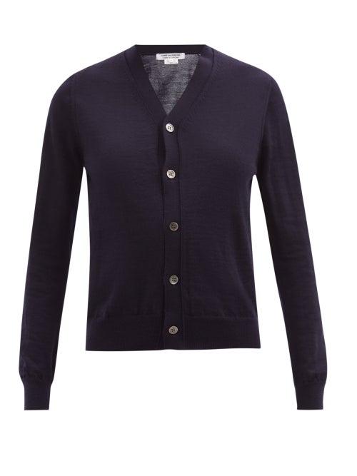 Comme Des Garons Comme Des Garons - V-neck Wool Cardigan - Womens - Navy