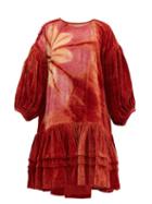 Matchesfashion.com Story Mfg - Verity Tie Dye Organic Cotton Corduroy Dress - Womens - Burgundy Multi