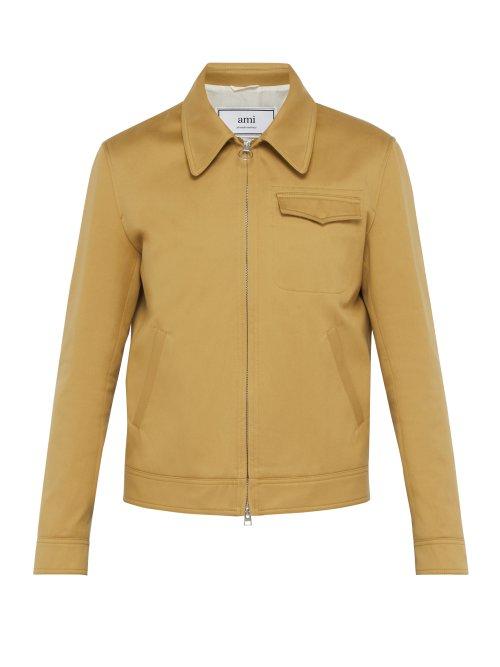 Matchesfashion.com Ami - Lightweight Zip Up Cotton Blouson Jacket - Mens - Dark Yellow
