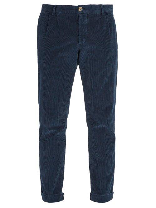 Matchesfashion.com J.w. Brine - Marshall Cotton Blend Corduroy Trousers - Mens - Navy