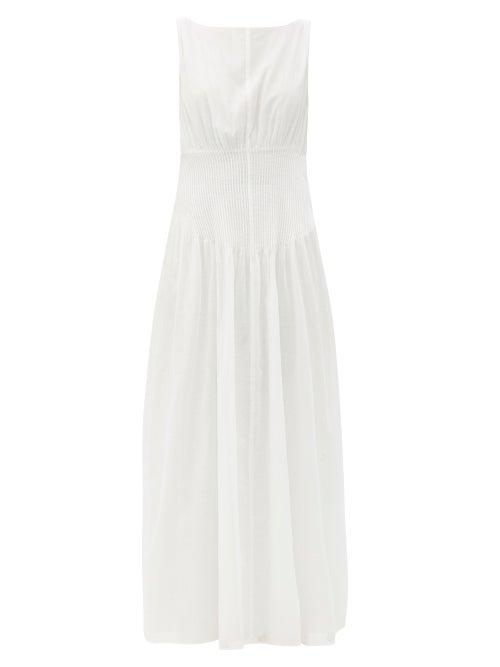 Matchesfashion.com Sir - Alina Pintucked Cotton-blend Maxi Dress - Womens - Ivory