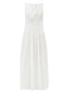 Matchesfashion.com Sir - Alina Pintucked Cotton-blend Maxi Dress - Womens - Ivory