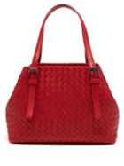 Matchesfashion.com Bottega Veneta - Intrecciato Small Leather Tote - Womens - Red