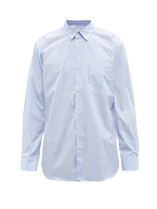 Comme Des Garons Shirt - Forever Striped Cotton-poplin Shirt - Mens - Blue
