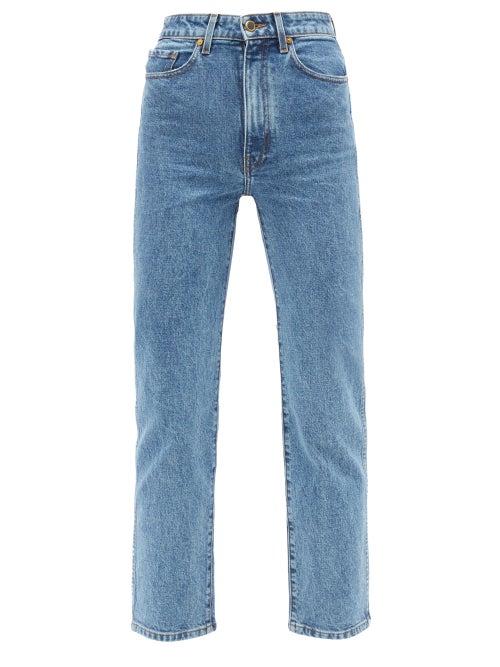 Khaite - Abigail Cropped Straight-leg Jeans - Womens - Mid Denim