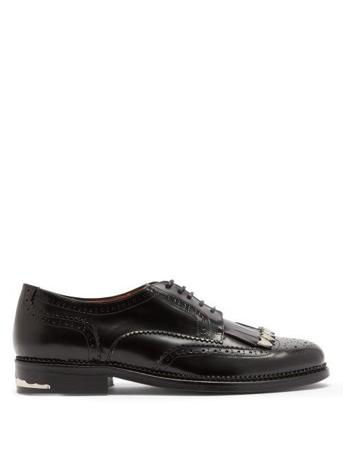 Matchesfashion.com Toga Virilis - Fringed Leather Derby Brogues - Mens - Black