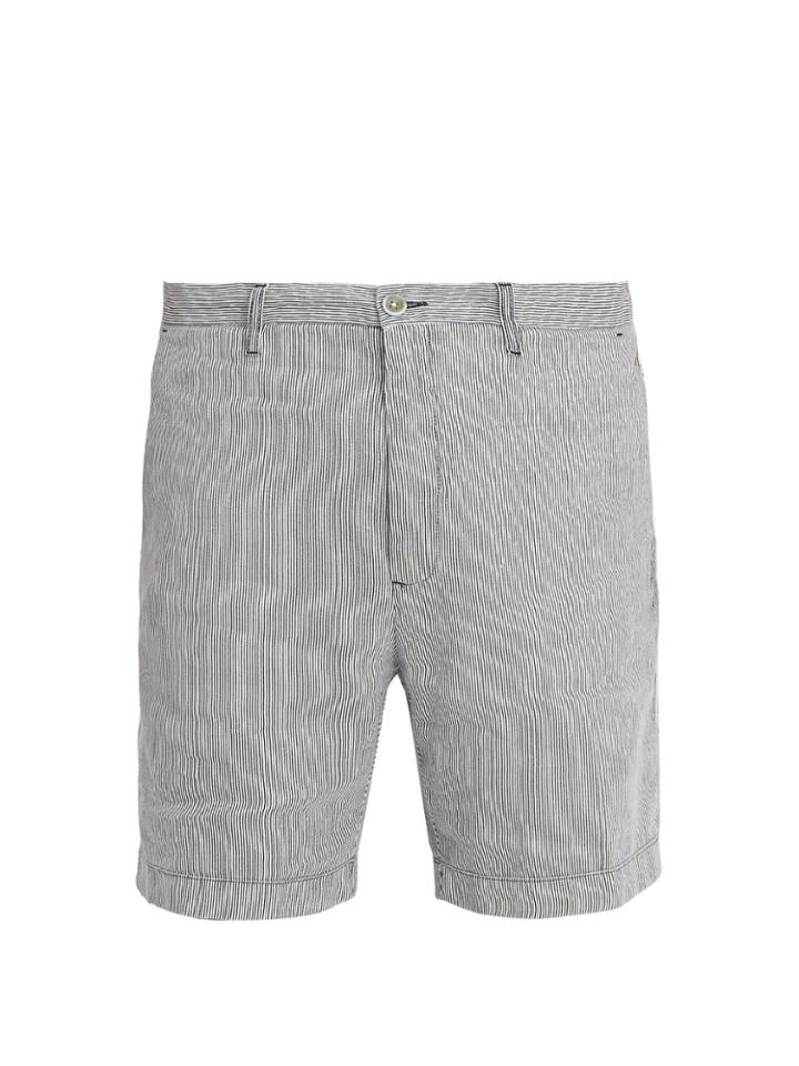 120 Lino Straight-leg Striped Linen Shorts