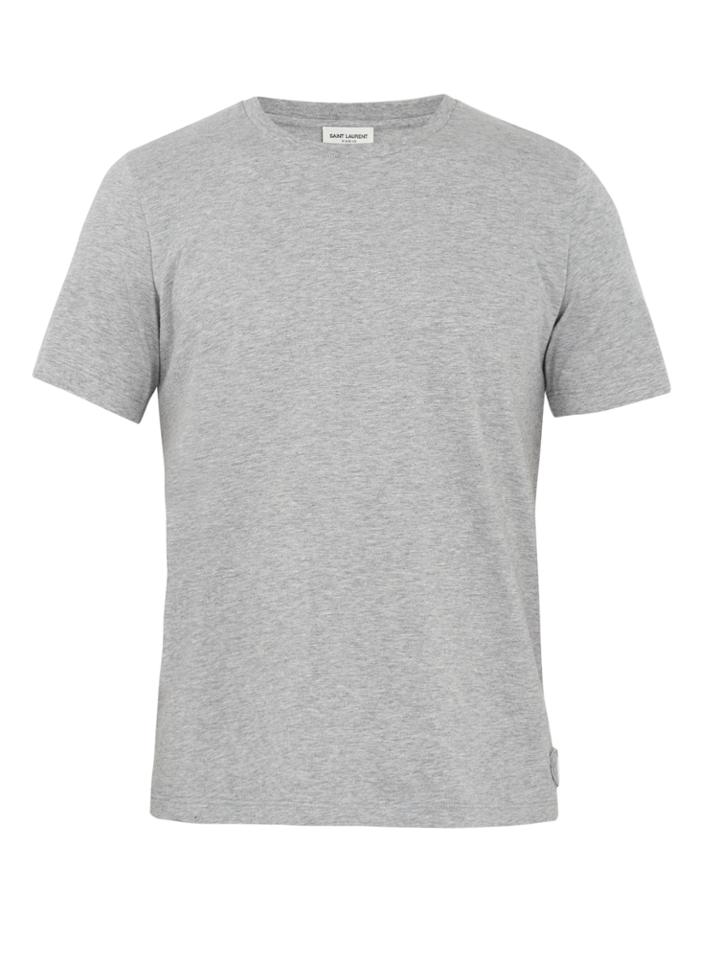 Saint Laurent Embroidered-crest Crew-neck T-shirt