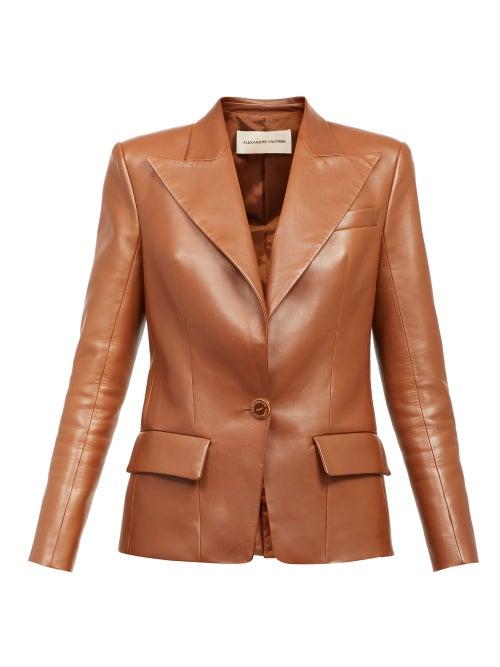 Matchesfashion.com Alexandre Vauthier - Single-button Leather Blazer - Womens - Dark Brown