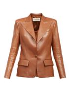 Matchesfashion.com Alexandre Vauthier - Single-button Leather Blazer - Womens - Dark Brown