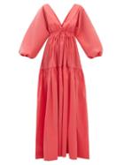 Bernadette - Marlow Puff-sleeve Taffeta Gown - Womens - Red