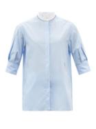 Ladies Rtw Chlo - Stand-collar Cotton-poplin Shirt - Womens - Light Blue