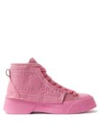 Jw Anderson - Logo-debossed Leather And Canvas Trainers - Womens - Pink