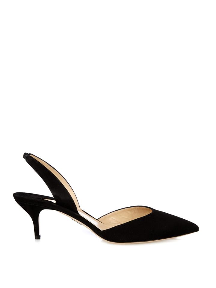 Paul Andrew Rhea Point-toe Slingback Suede Pumps