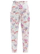 Matchesfashion.com Isabel Marant - Enucie Graffiti Heart-print Linen-blend Trousers - Womens - White Print