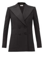 Matchesfashion.com Saint Laurent - Double-breasted Grain-de-poudre Wool Tuxedo Jacket - Womens - Black