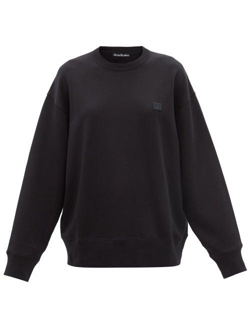 Ladies Rtw Acne Studios - Fennis Face Oversized Cotton-jersey Sweatshirt - Womens - Black
