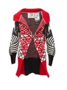 Matty Bovan - Anchor-logo Slit-cuff Merino-blend Cardigan - Womens - Red Multi
