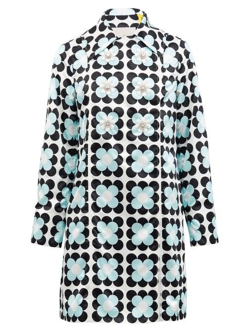 Matchesfashion.com 0 Moncler Genius Richard Quinn - Shirley Floral Coated Cotton-canvas Raincoat - Womens - Blue White
