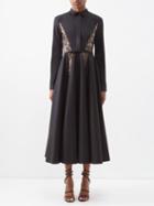 Giambattista Valli - Lace-insert Cotton-poplin Dress - Womens - Black