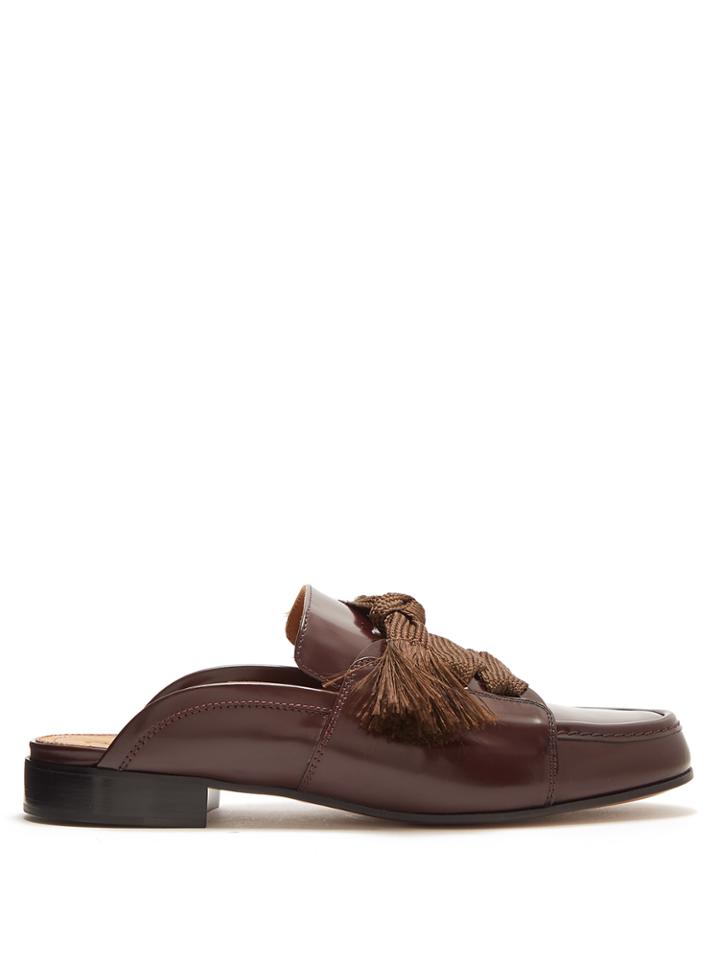 Chloé Harper Lace-up Leather Backless Loafers