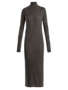 Matchesfashion.com Raey - Roll Neck Ribbed Fine Knit Cashmere Dress - Womens - Charcoal