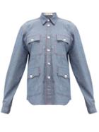 Matchesfashion.com Marni - Contrast Stitch Chambray Shirt - Womens - Light Blue