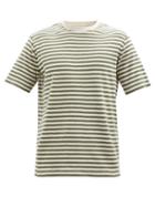 Folk - Striped Cotton-jersey T-shirt - Mens - Khaki Stripe