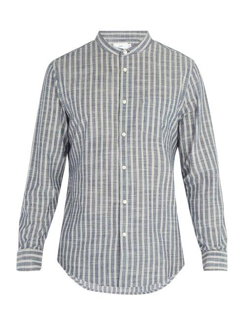 Matchesfashion.com Onia - Eddy Striped Mandarin Collar Shirt - Mens - Blue White