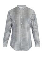 Matchesfashion.com Onia - Eddy Striped Mandarin Collar Shirt - Mens - Blue White