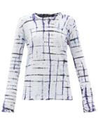Matchesfashion.com Proenza Schouler - Checked Tie-dye Cotton Long-sleeved T-shirt - Womens - Blue Multi