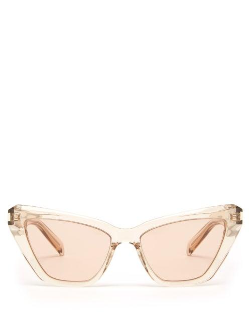 Saint Laurent - Cat-eye Acetate Sunglasses - Womens - Nude
