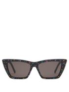 Matchesfashion.com Saint Laurent - Mica Crystal-stud Cat-eye Acetate Sunglasses - Womens - Black