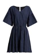 Matchesfashion.com Merlette - Drawstring Waist Cotton Mini Dress - Womens - Indigo