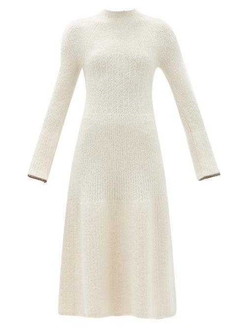 Matchesfashion.com Proenza Schouler - High-neck Rib-knitted Dress - Womens - Ivory