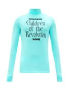 Matchesfashion.com Raf Simons - Roll-neck Printed Jersey Long-sleeved T-shirt - Mens - Blue