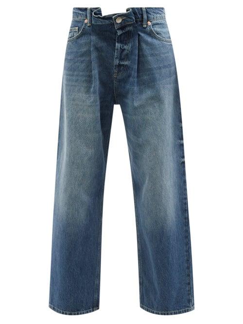 Ladies Rtw Raey - Fold Organic-cotton Dad Baggy Boyfriend Jeans - Womens - Dark Blue