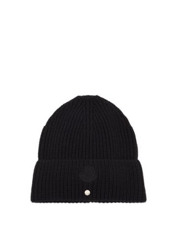 6 Moncler 1017 Alyx 9sm - Logo-embroidered Ribbed-jersey Beanie Hat - Mens - Black