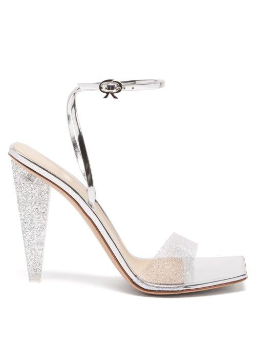 Gianvito Rossi - Odyssey 105 Glitter-plexi And Leather Sandals - Womens - Silver