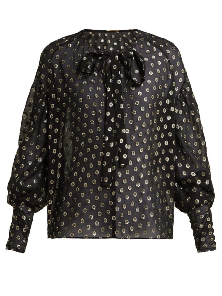 Saint Laurent Polka-dot Fil Coup Silk-blend Blouse