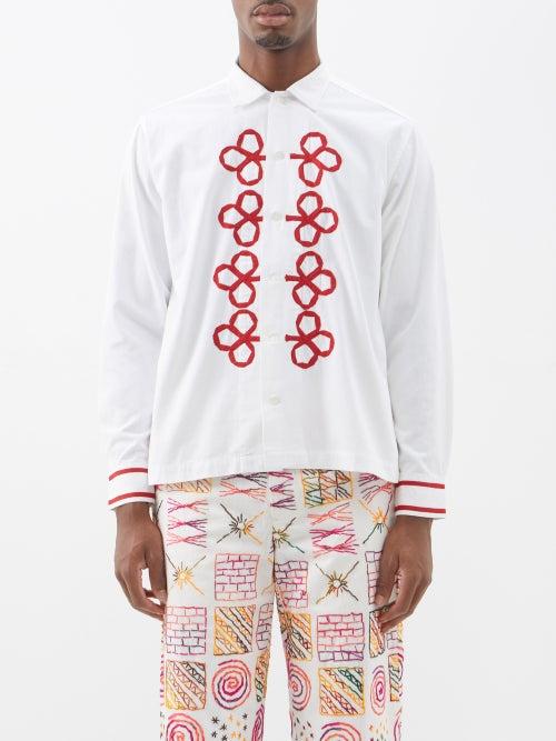 Bode - Frog Applique Long-sleeved Shirt - Mens - White