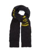 Matchesfashion.com Raf Simons - Logo Print Cable Knit Wool Scarf - Mens - Dark Grey