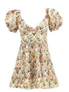 Agua By Agua Bendita - Manzanilla Puff-sleeve Printed Cotton Mini Dress - Womens - Multi